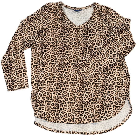 Apt. 9 Tops - Apt 9 V Neck Cheetah Long Sleeve Shirt XXL